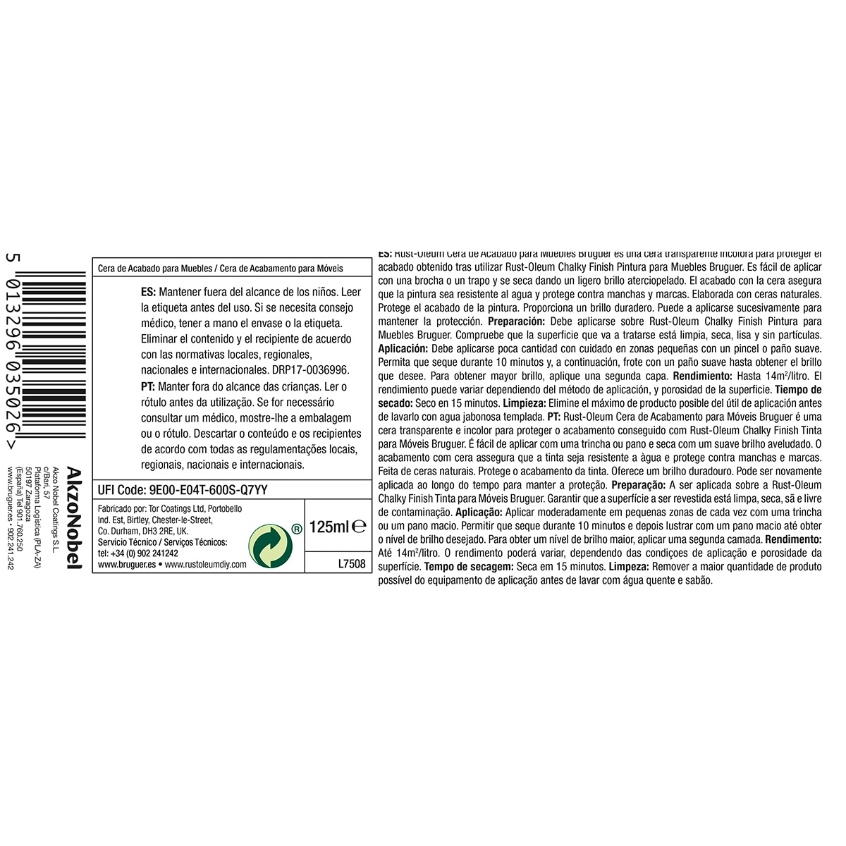 Cera para Acabado Muebles Transparente 125 ml Incoloro-2