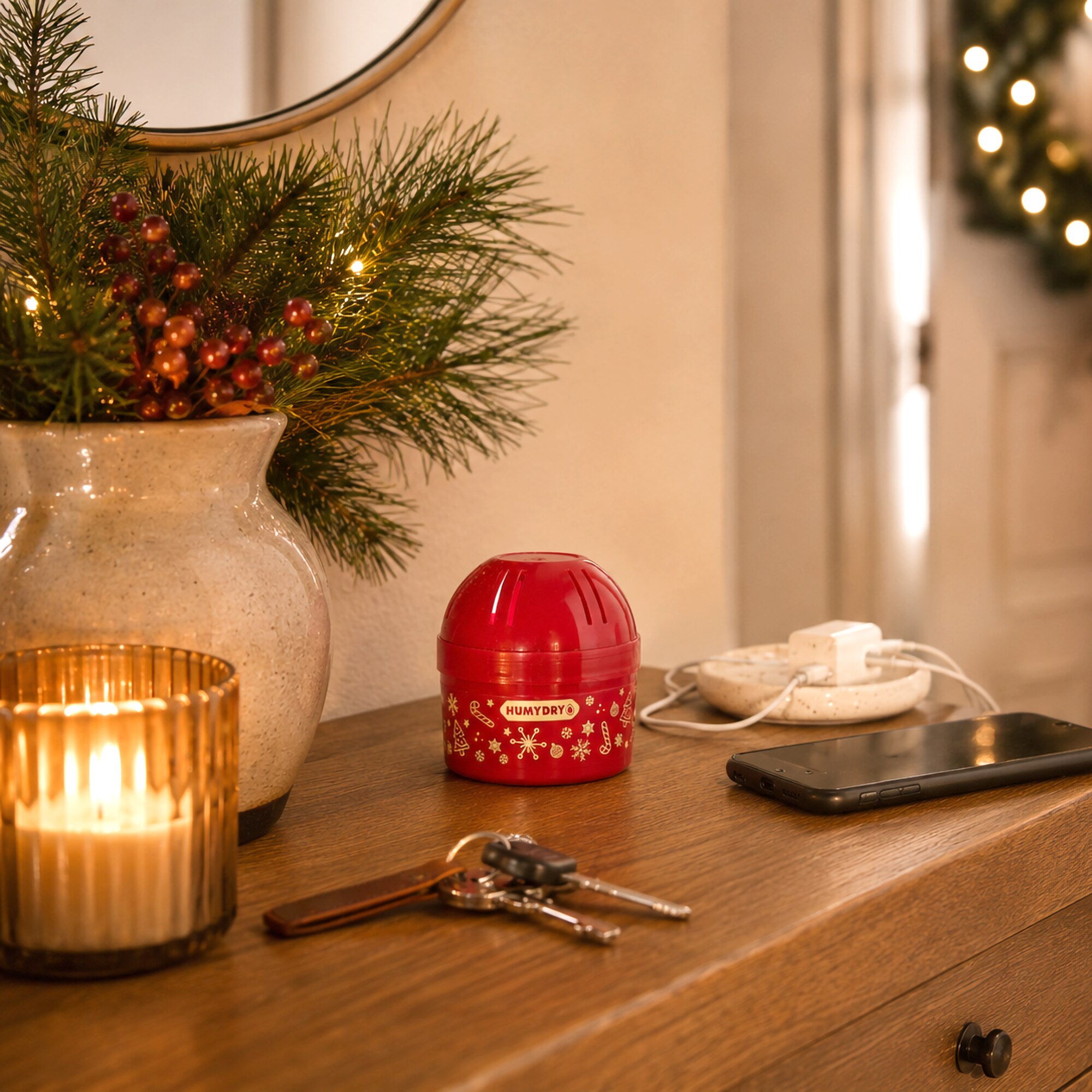 Humydry display mini 75gr. Mini Navidad ambientador/antihumedad apple&cinnam Rojo-4