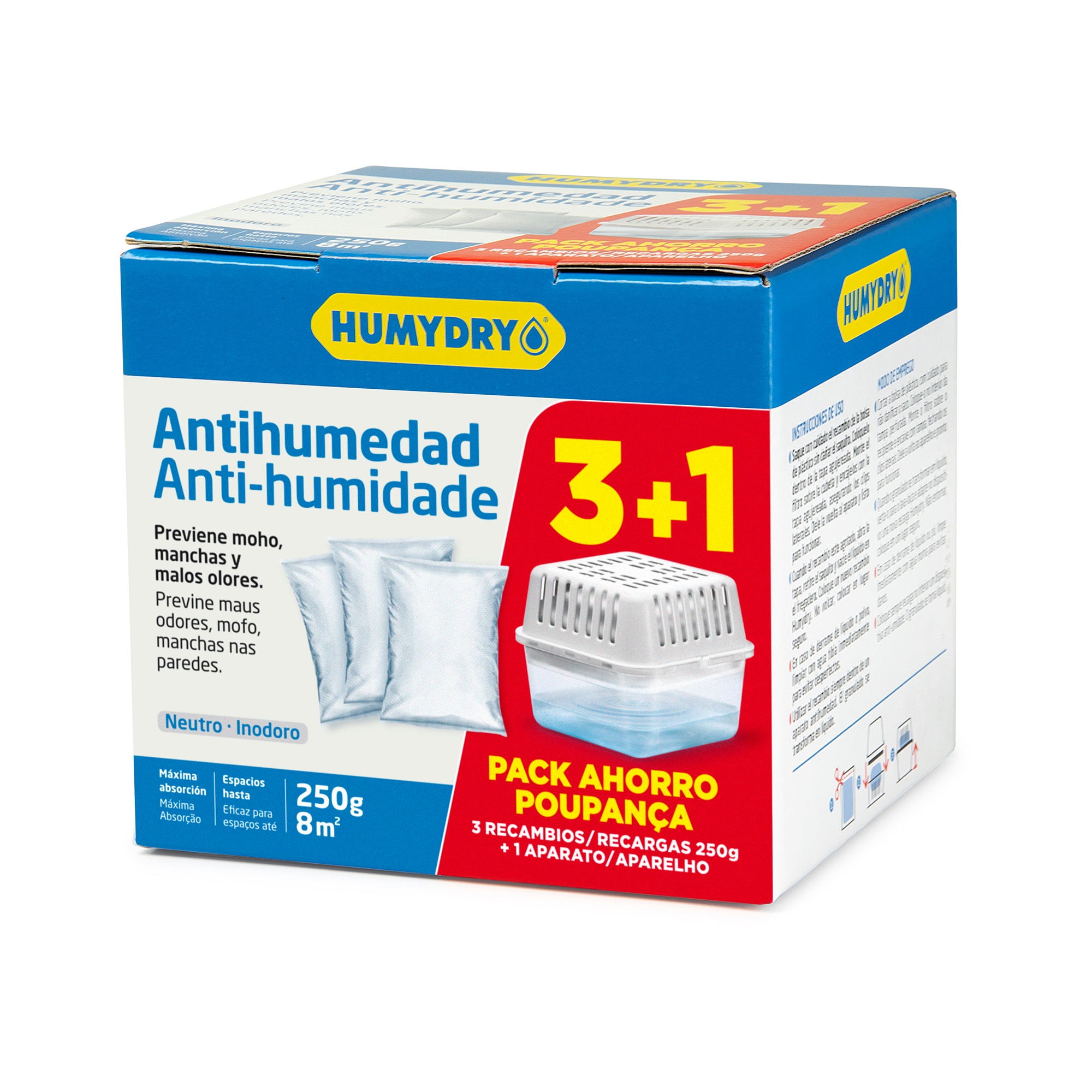 Humydry Basic 250 g. 3 recambios + aparato . Antihumedad Blanco-5