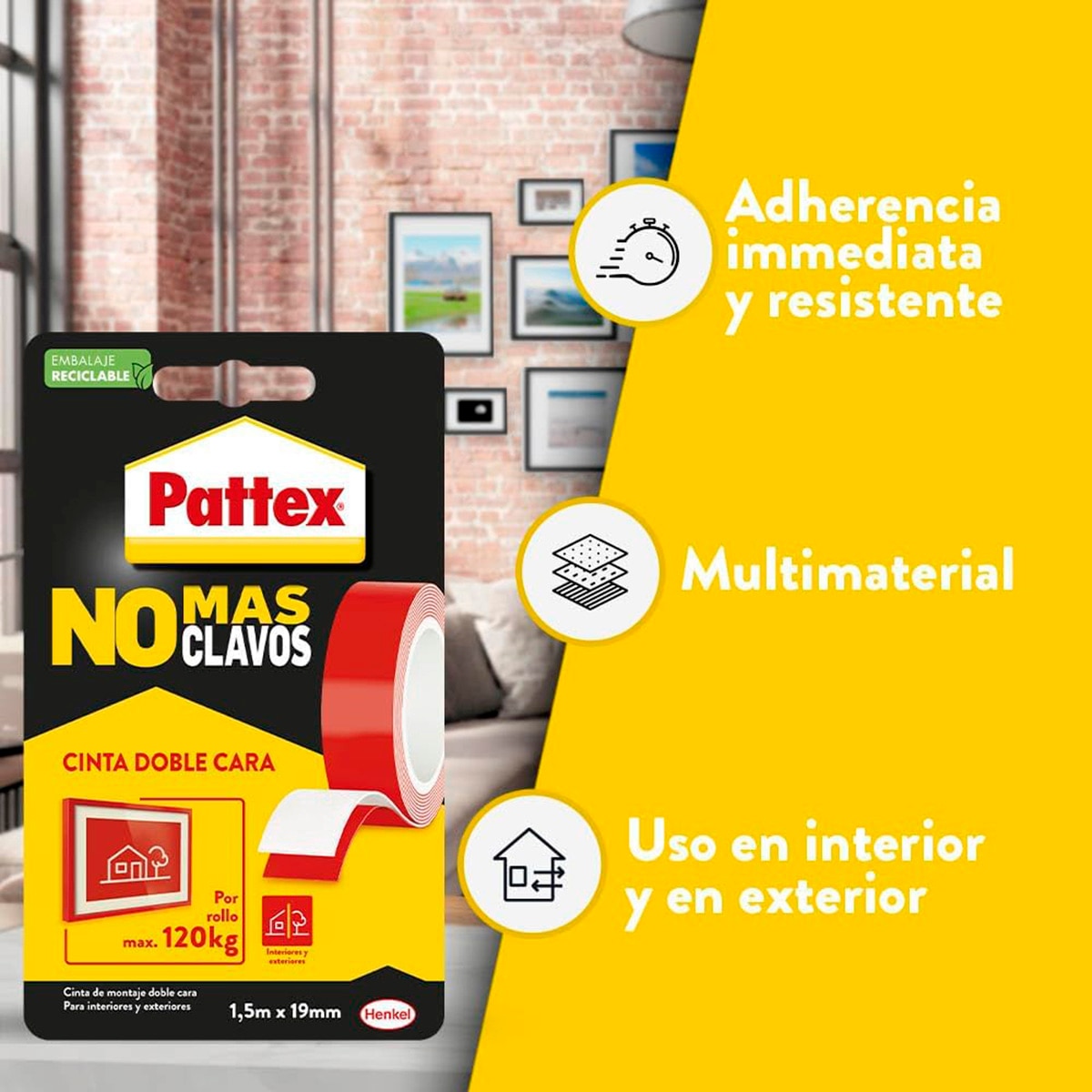 Cinta Adhesiva Doble Cara No Más Clavos 1,5 m 5