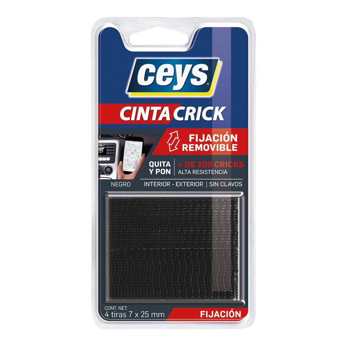 Ceys - Tiras Fijación Quita y Pon Crick 4 tiras.