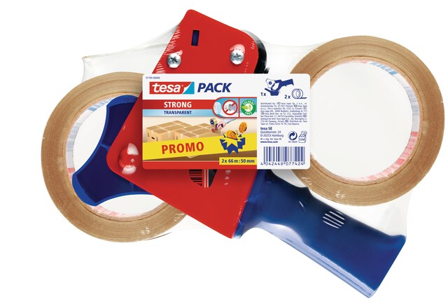 Imagen 0 de Pack Cinta Embalaje 2 Rollos 66 m + Dispensador