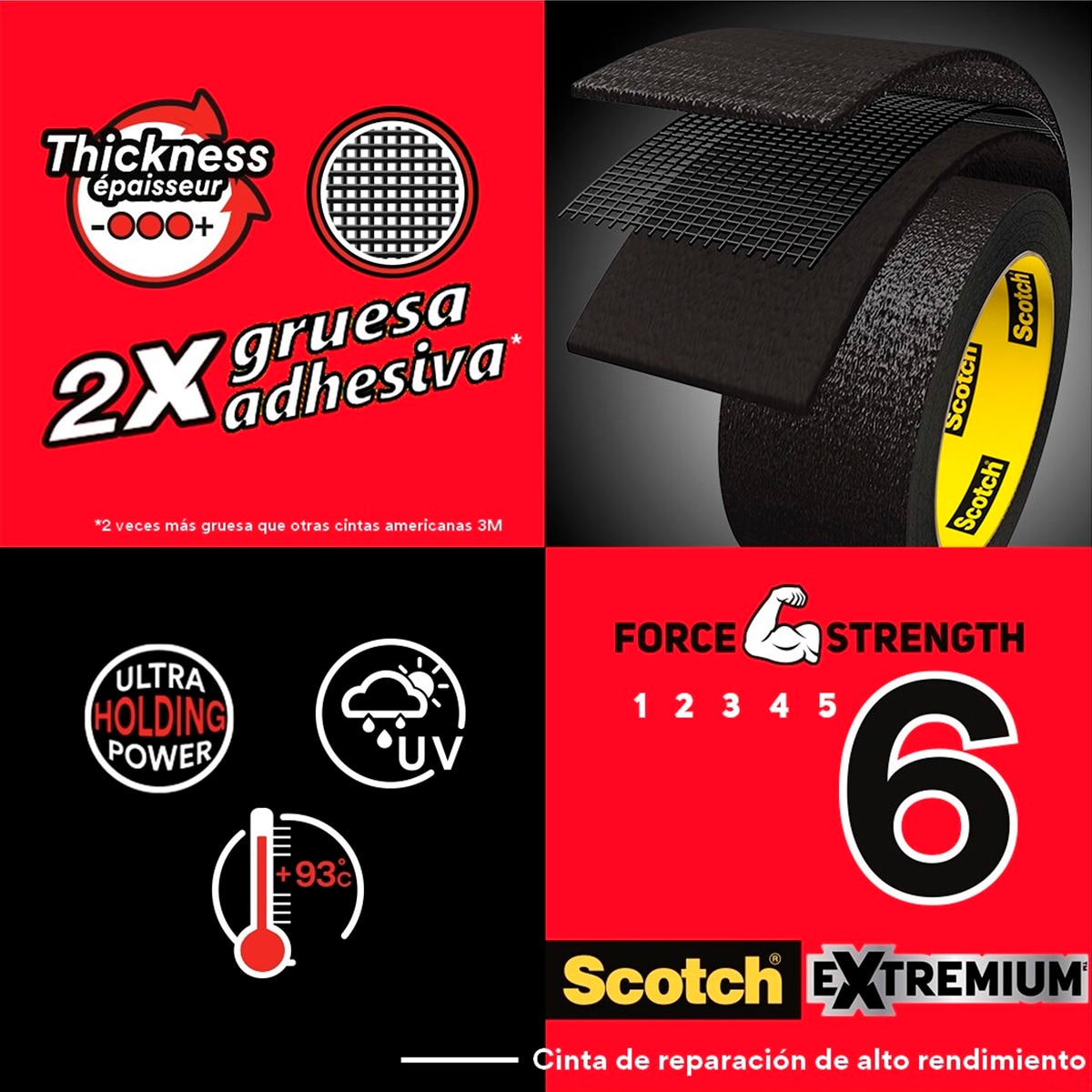 Fita Americana Ultra Forte de Altas Prestações - 25 m Preto-5