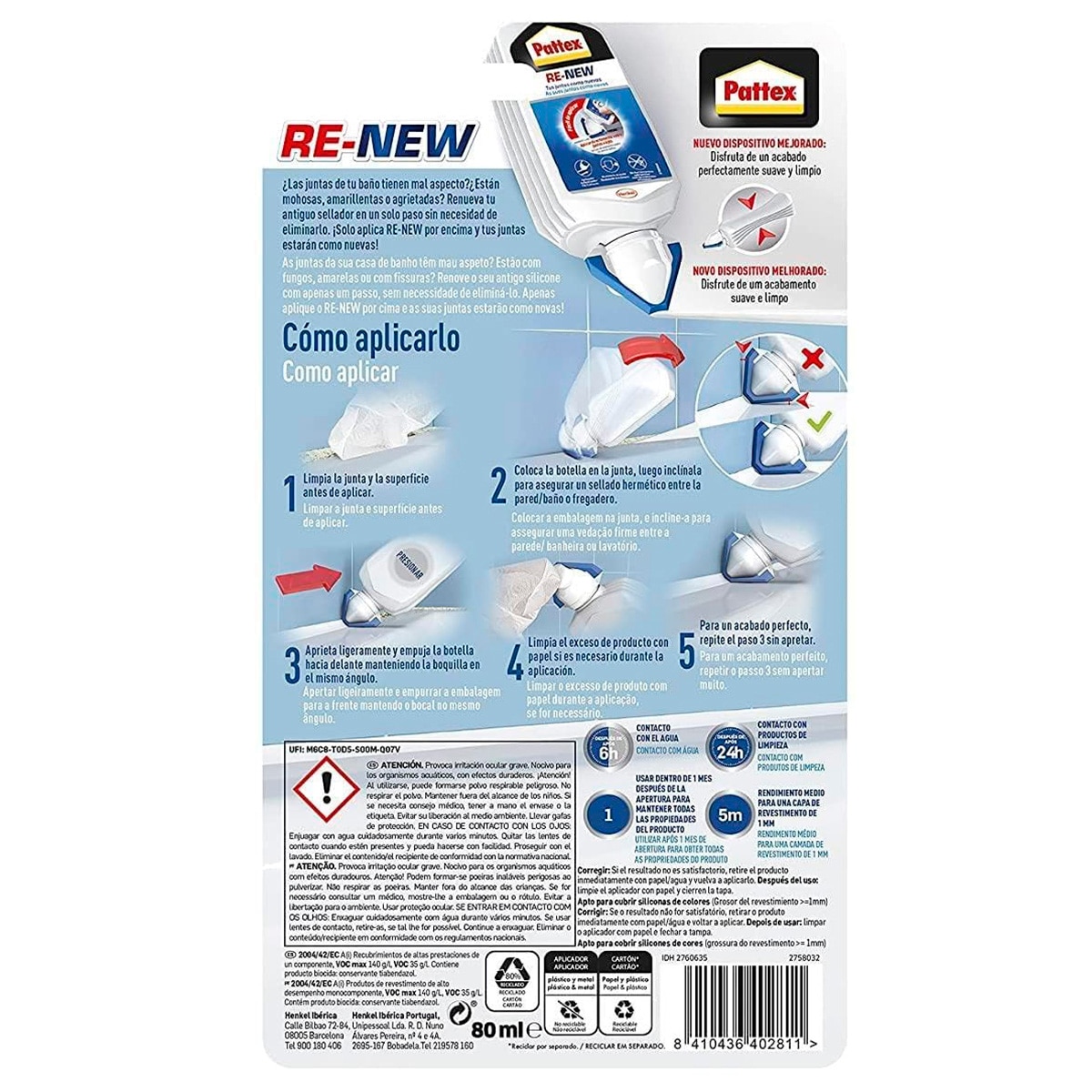 Sellador Juntas Baños Pattex Renew 80 ml Blanco-3