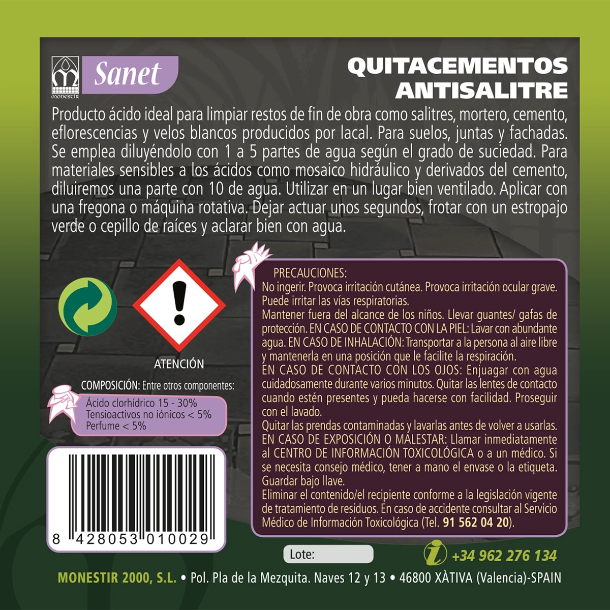 Limpiador Restos Obra Quitacementos y Antisalitre Sanet 3