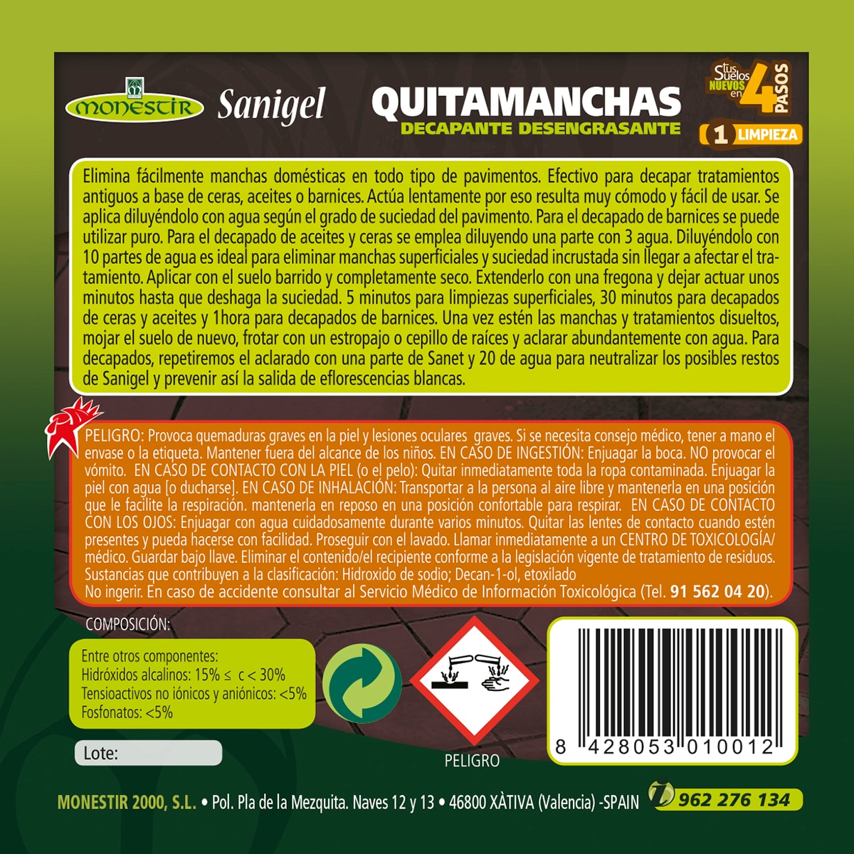 Quitamanchas Decapante Desengrasante Sanigel 3