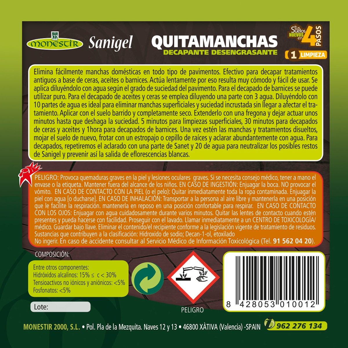 Quitamanchas Decapante Desengrasante Sanigel 3