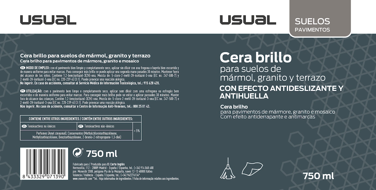 Cera Brillo Suelos Pavimento 750 ml Incoloro-2