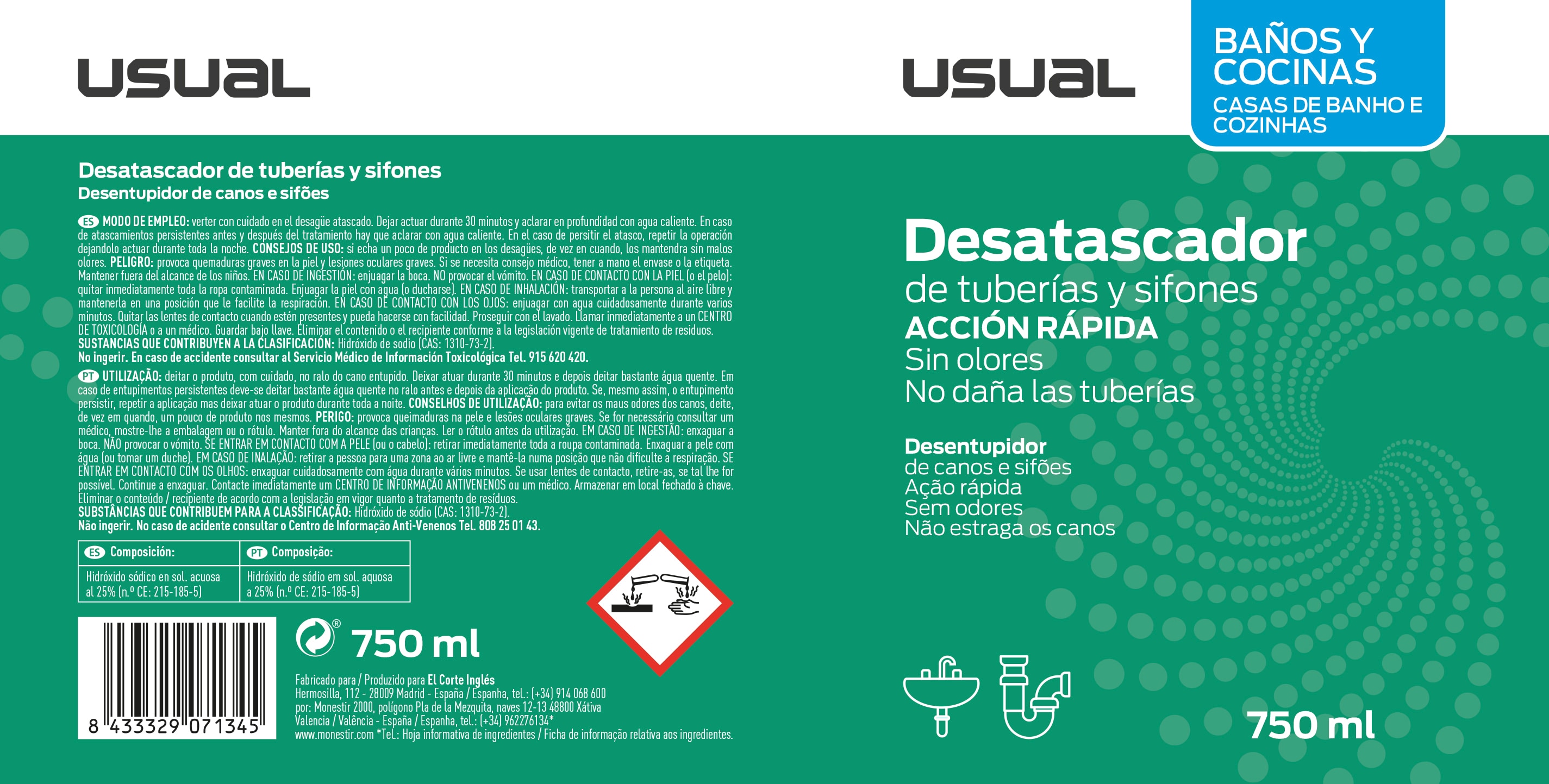 Desatascador Acción Rápida 750 ml Incoloro-2