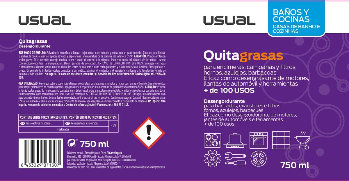 Quitagrasas Baños y Cocinas 750 ml Incoloro-2