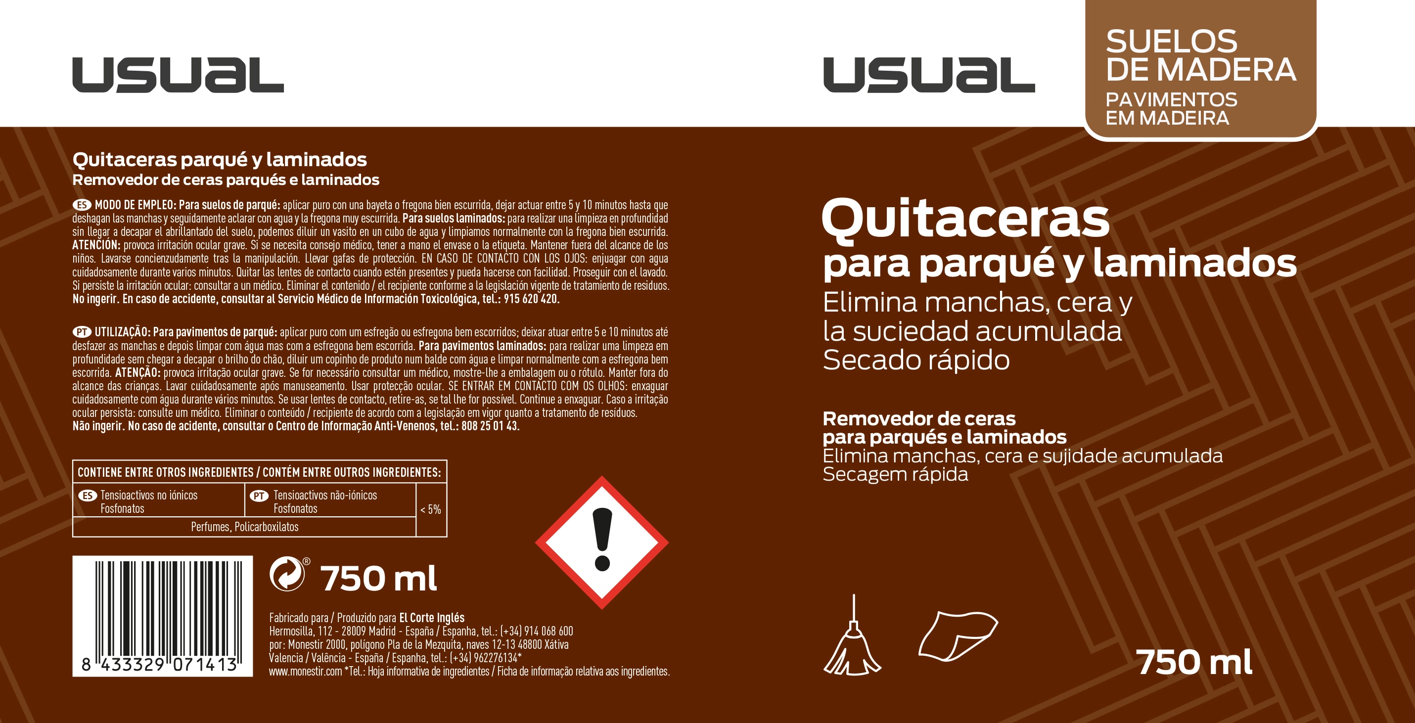 Quitaceras Pavimentos Madera 750 ml Incoloro-2