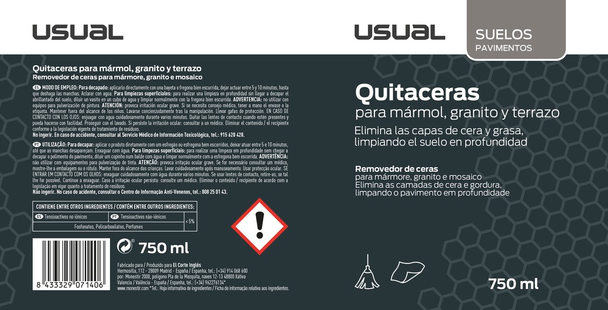 Quitaceras Pavimentos Mármol, Granito y Terrazo 750 ml Incoloro-2
