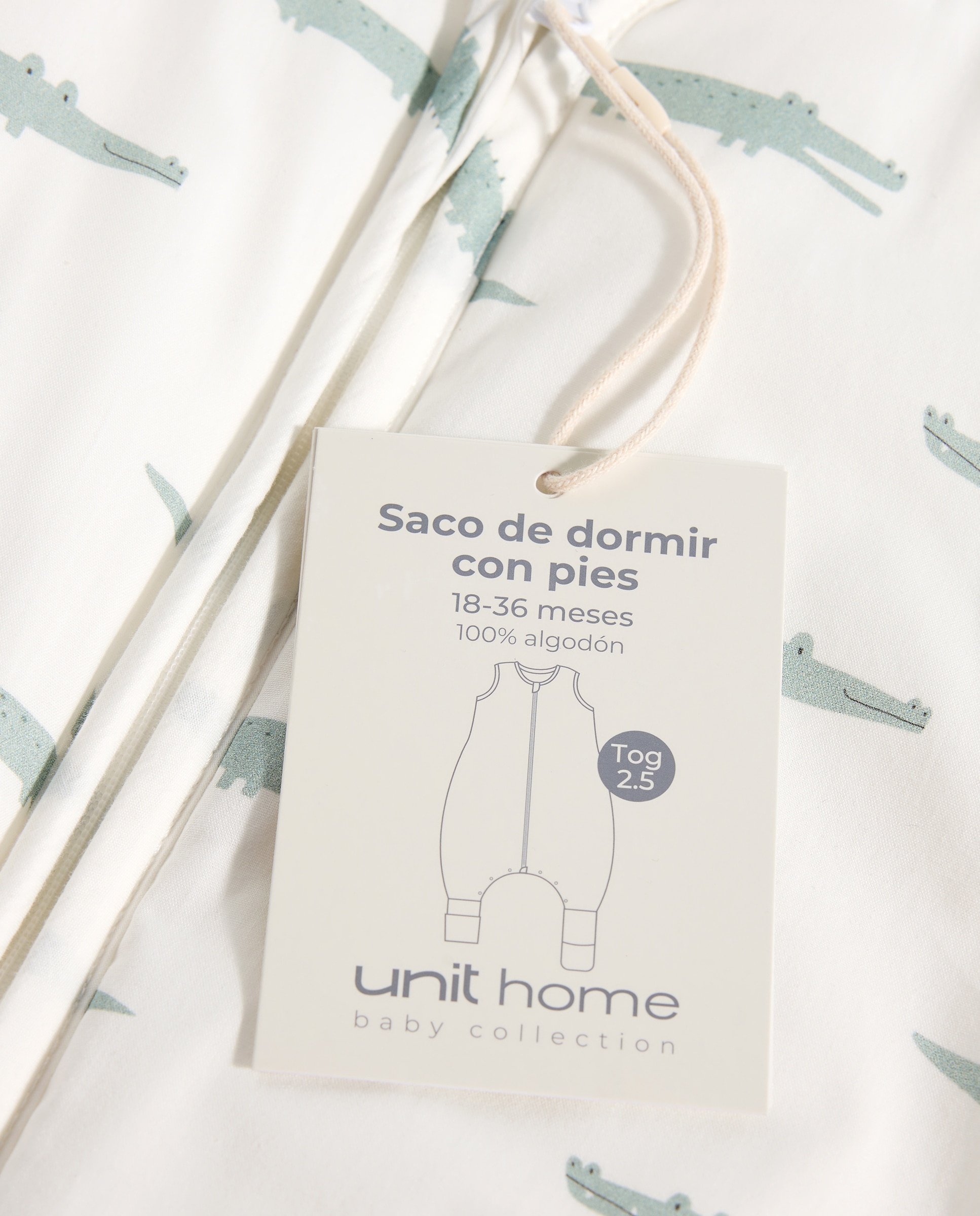 Saco de dormir con pies bebé de 18-36 meses Tog 2.5 cocodrilo verde Verde-7