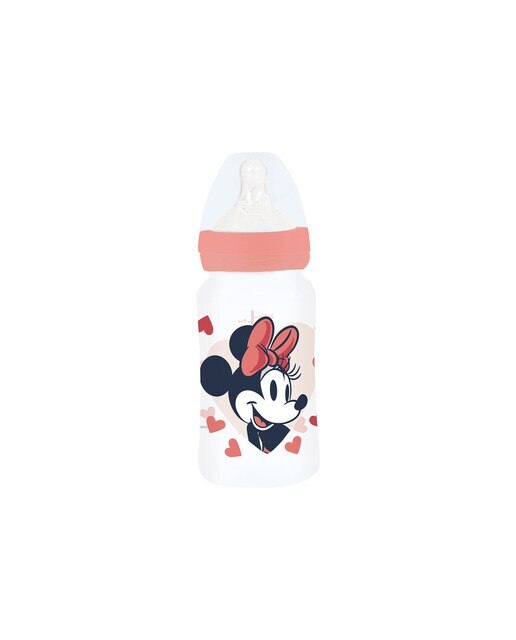 Stor biberon cuello ancho 240 ml tetina silicona 3 posiciones minnie mouse heart full Rosa-1