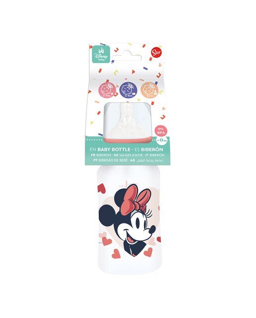 Stor biberon cuello ancho 240 ml tetina silicona 3 posiciones minnie mouse heart full Rosa-2
