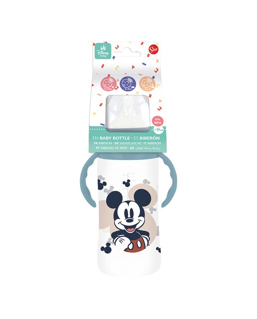 Stor biberon cuello ancho 360 ml tetina silicona 3 posiciones con asas mickey mouse full of smiles Azul-2