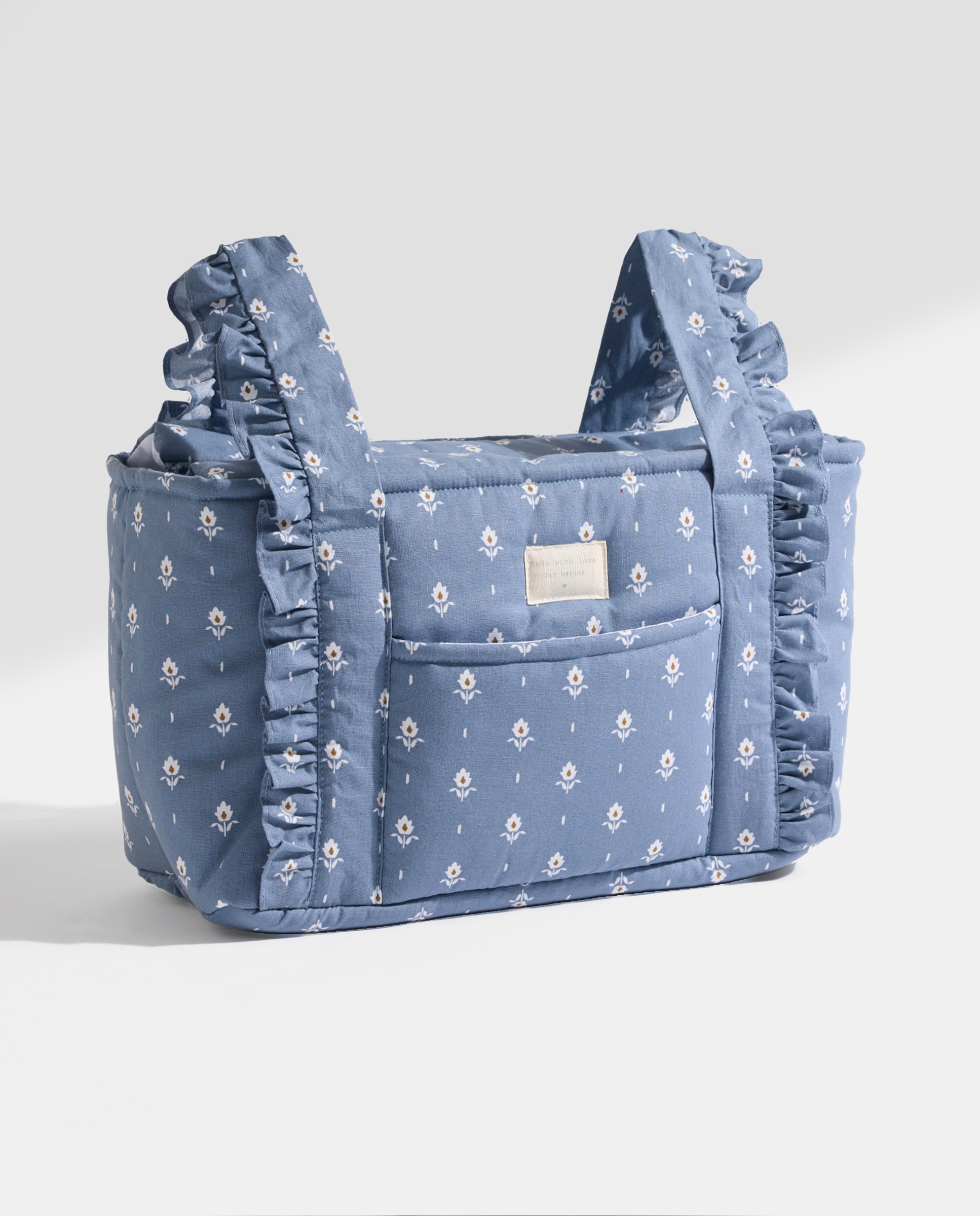 Bolso carro bebé mini con volante flores Azul-2