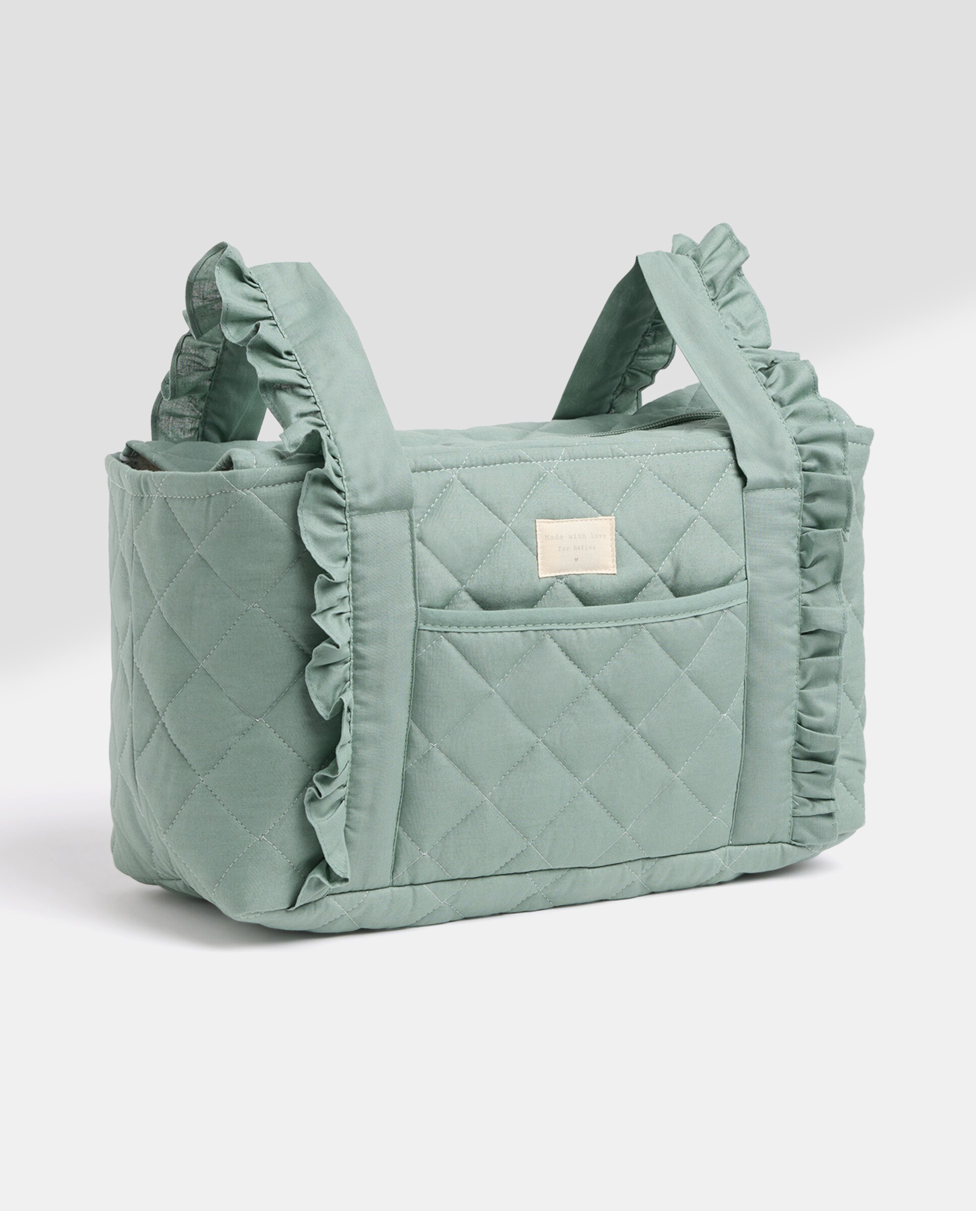 Bolso carro bebé mini con volante cuadros verdes Verde-2