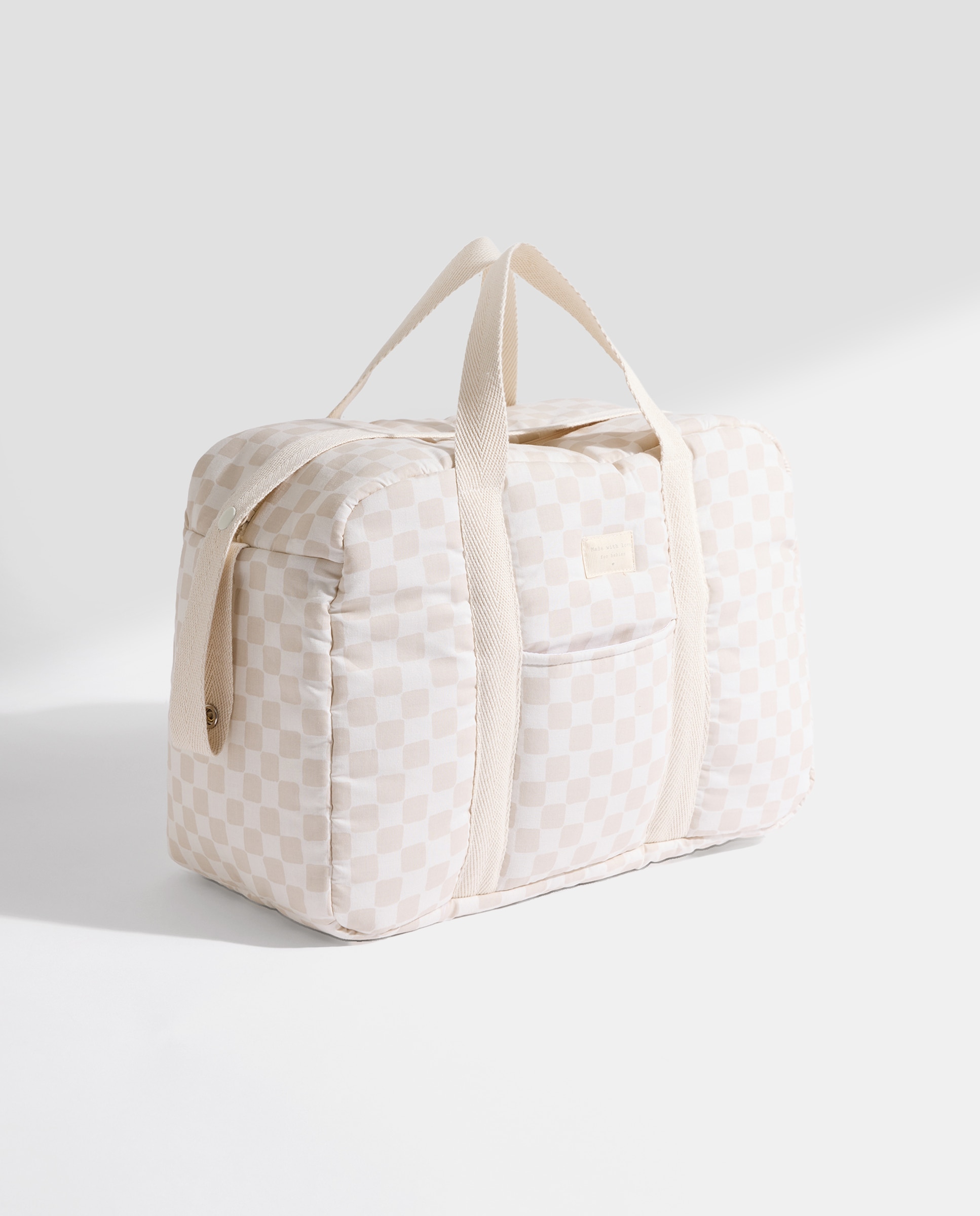 Bolsa maternidad cuadros beige Beige-2