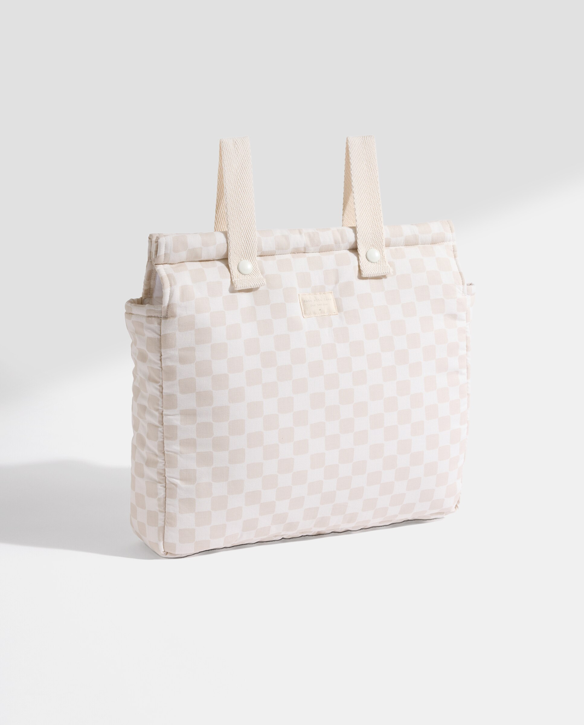 Bolso carro bebé cuadros beige Beige-2
