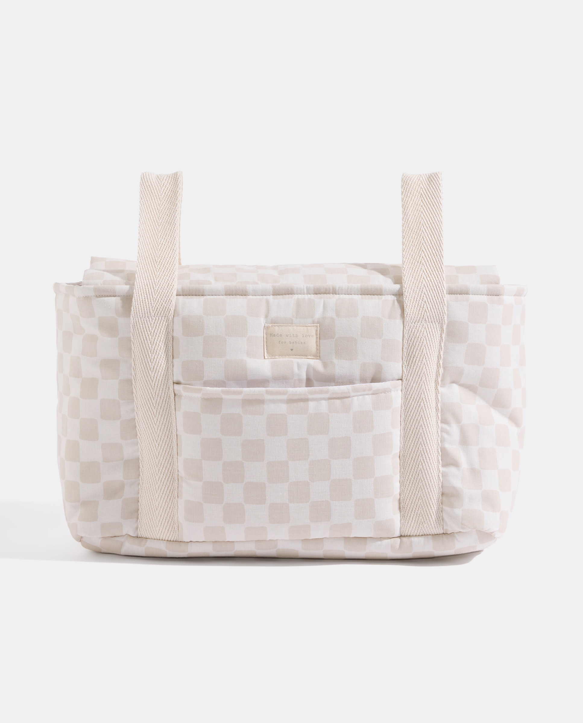 Imagen 0 de Bolso carro bebé mini cuadros beige