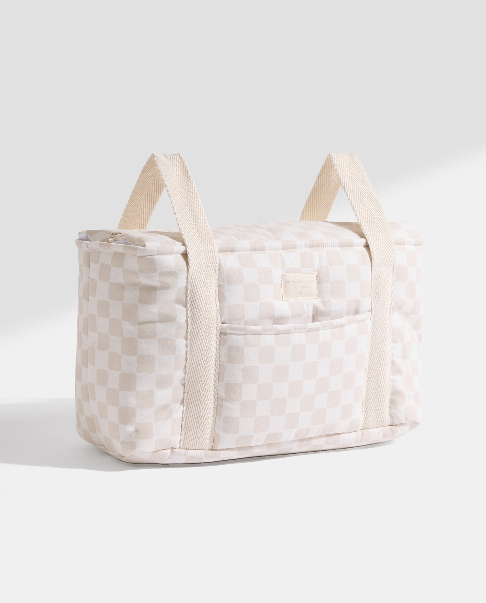 Bolso carro bebé mini cuadros beige Beige-2