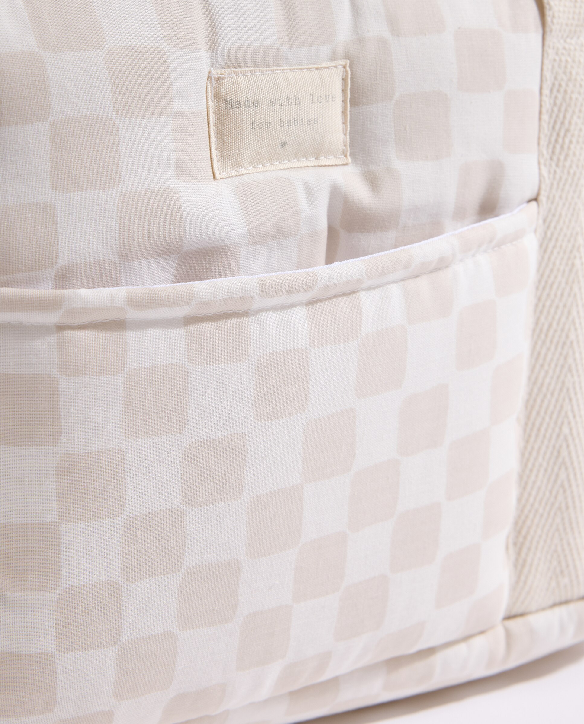 Bolso carro bebé mini cuadros beige Beige-4