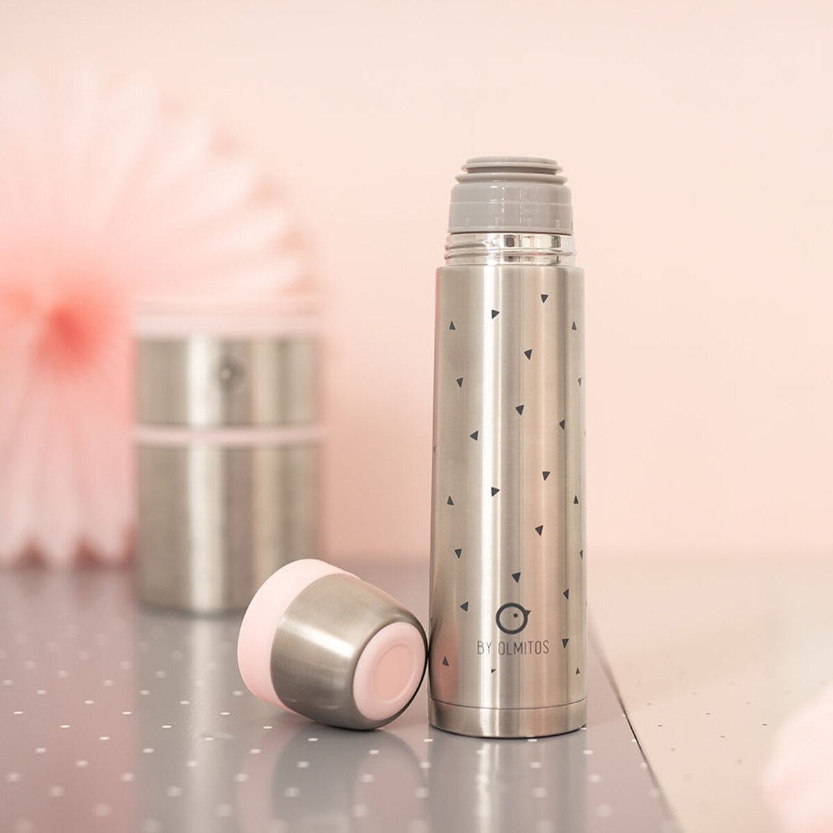 Termo para líquidos 500 ml Olmitos triángulos rosas Multicolor-3