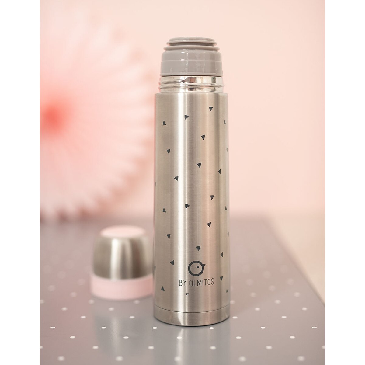 Termo para líquidos 500 ml Olmitos triángulos rosas Multicolor-4
