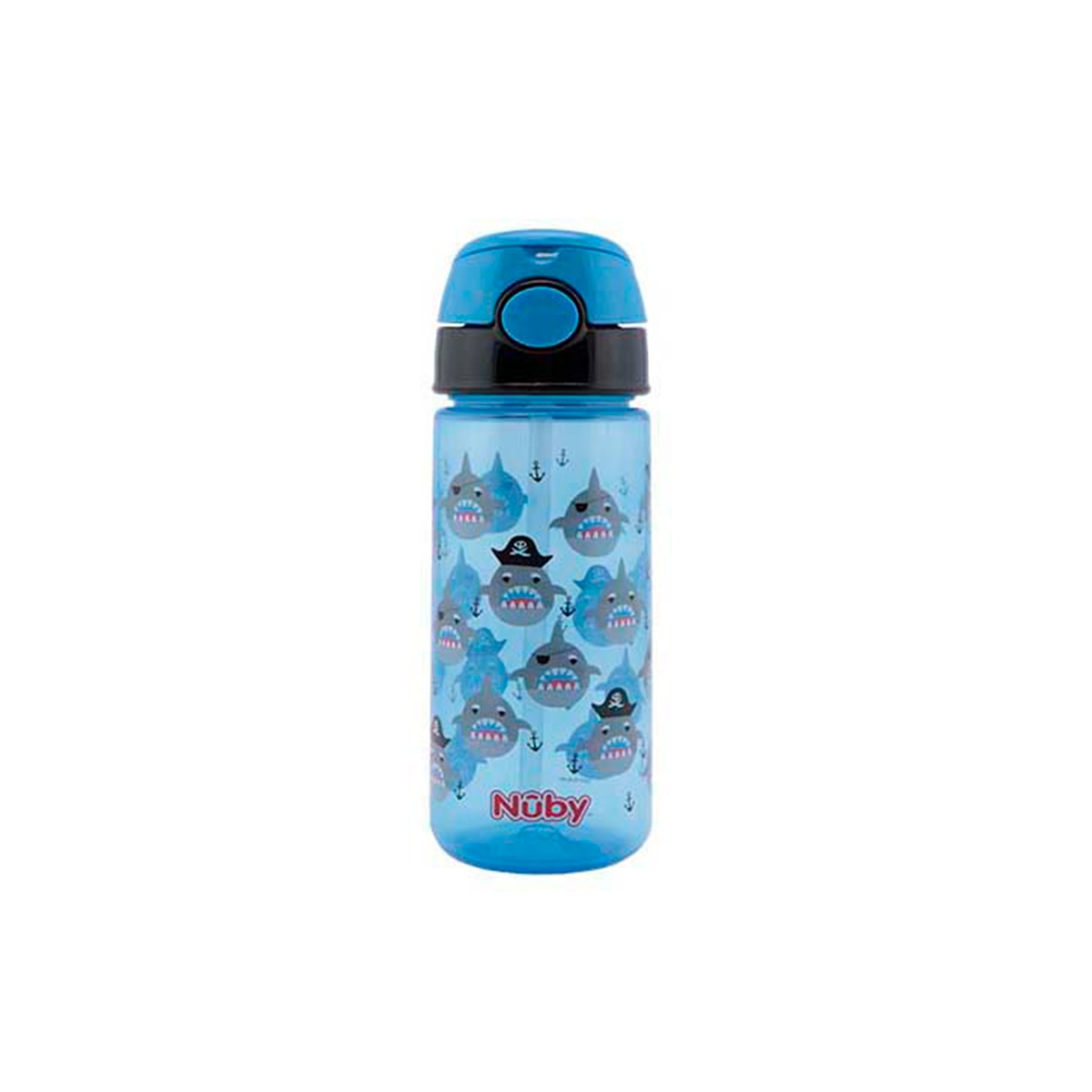 Taza de PP con pajita suave y botón pulsador - 540 ml - azul Azul-1