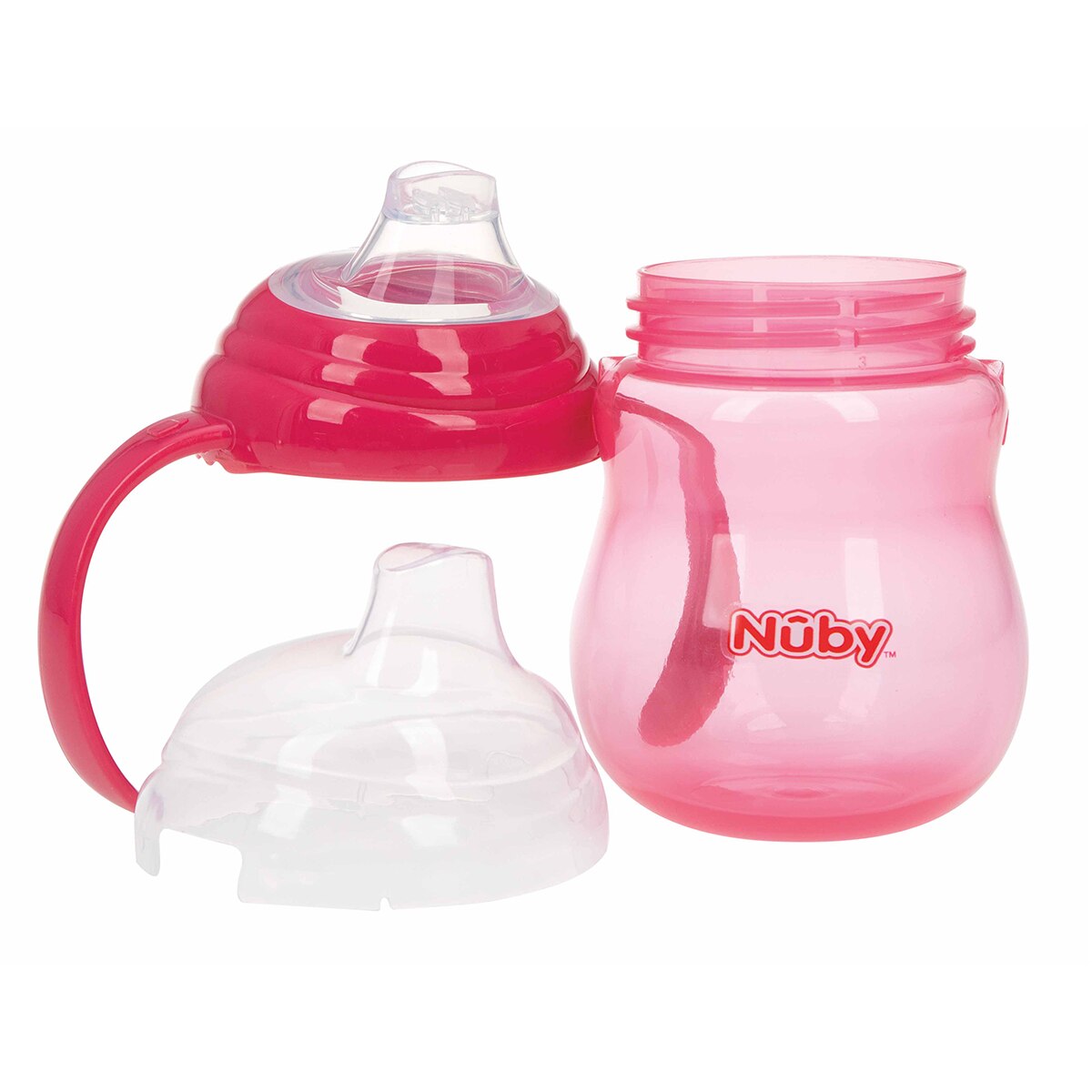 Taza antigoteo lisa con asas rosa - 270ml - 6m+ Rosa-3