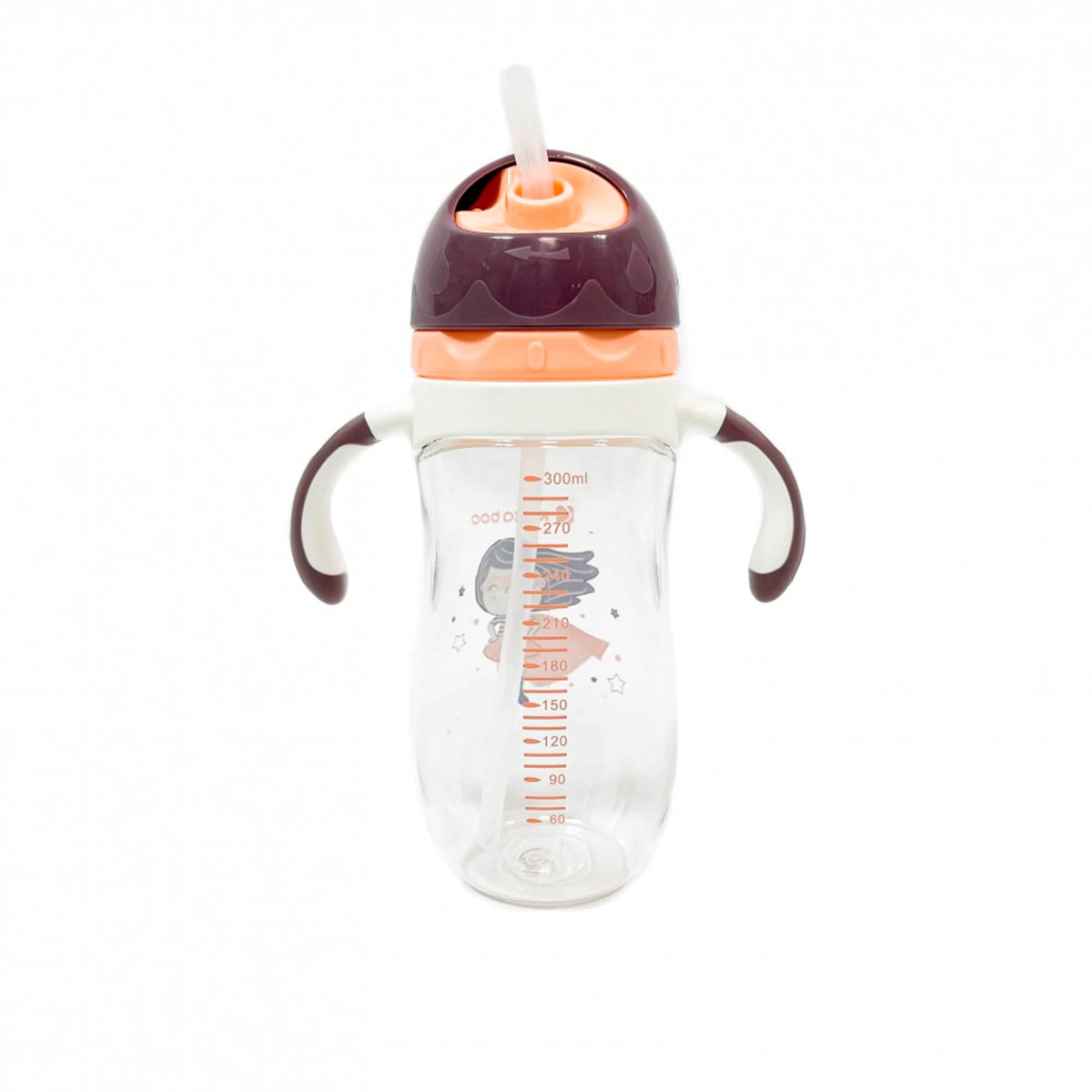 Taza de aprendizaje de tritan con pajita Supergirl 300ml Naranja-3