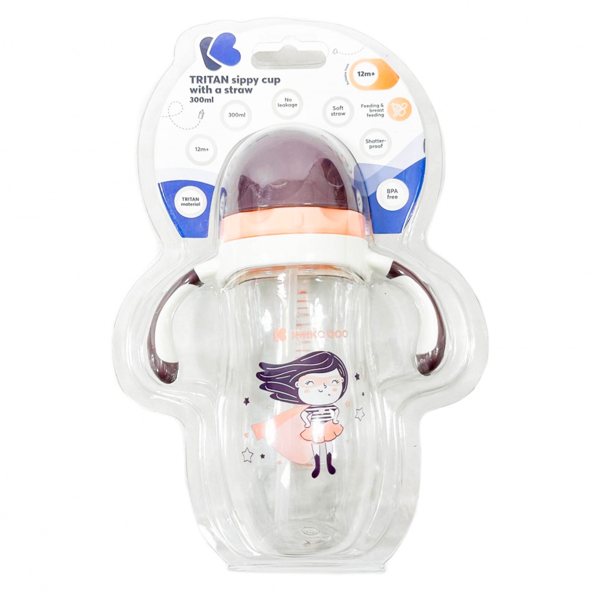 Taza de aprendizaje de tritan con pajita Supergirl 300ml Naranja-4