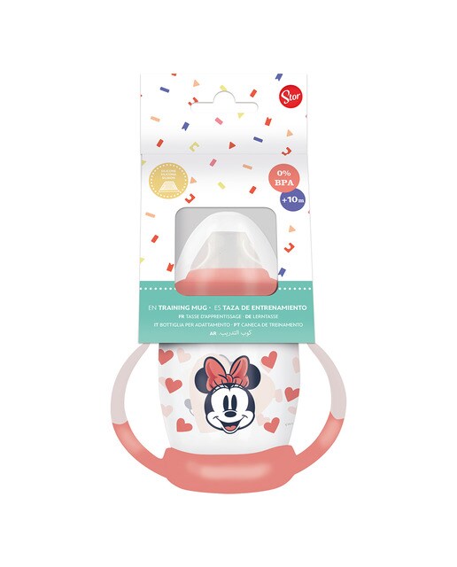 Stor taza entrenamiento fancy 270 ml con boquilla de silicona minnie mouse heart full Rosa-2