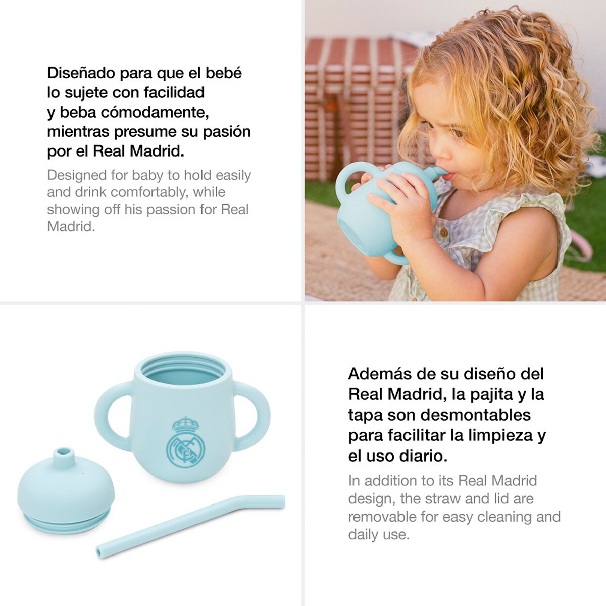 Vaso antigoteo + pajita de silicona azul Azul-5