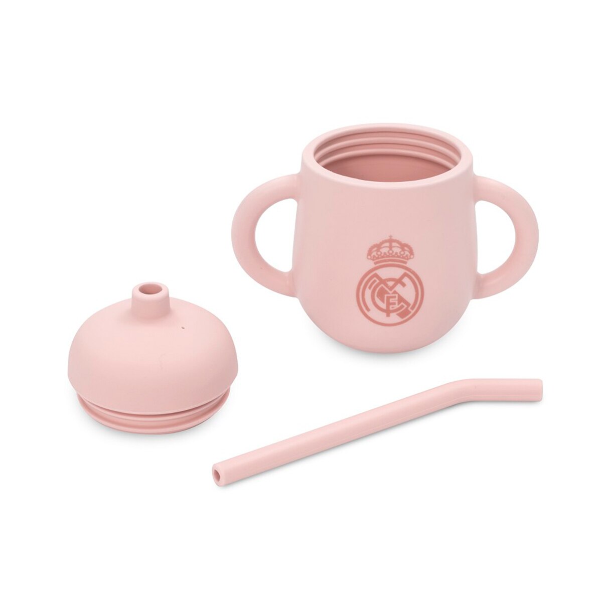 Vaso antigoteo + pajita de silicona rosa Rosa-3