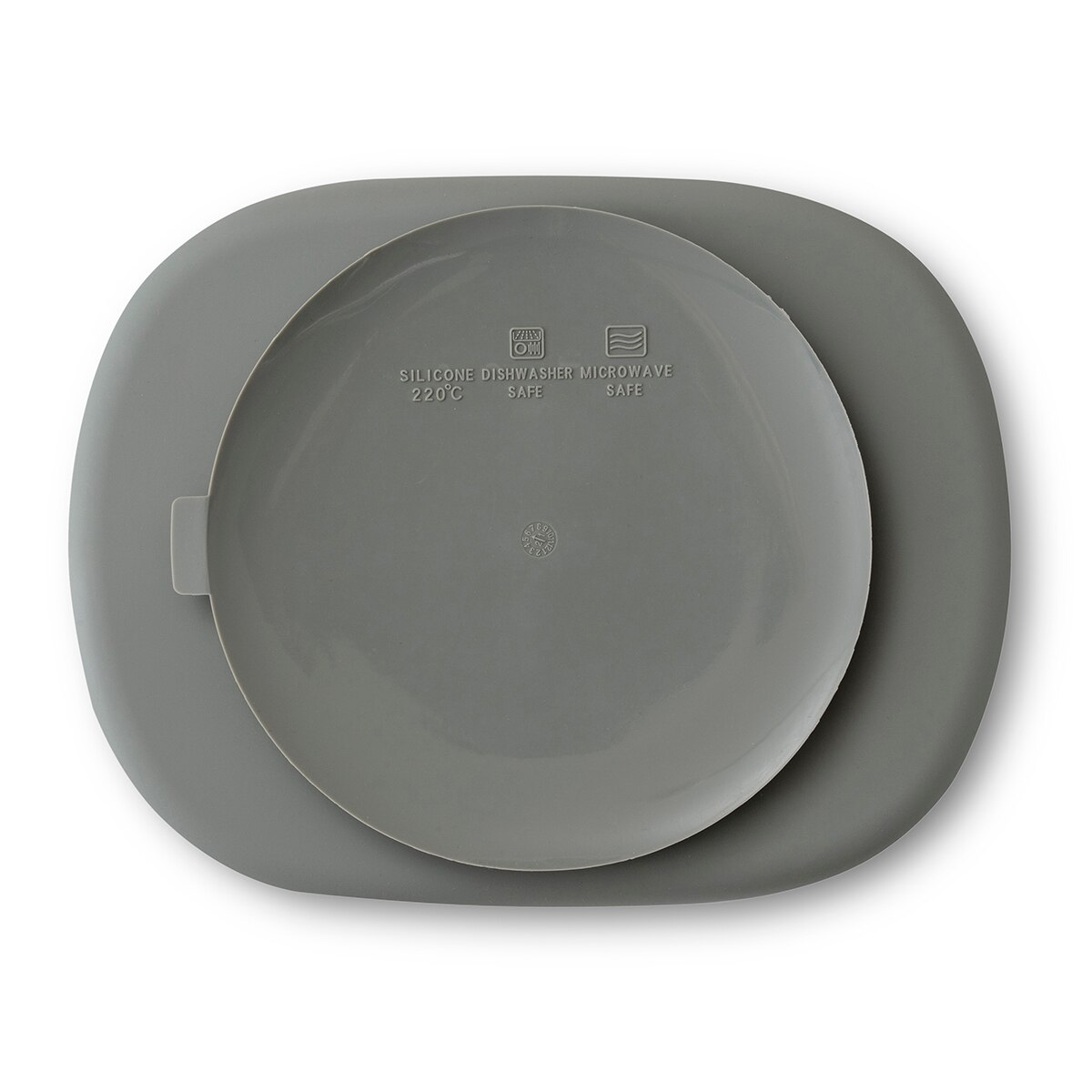 Plato con ventosa y tapadera Gris-4