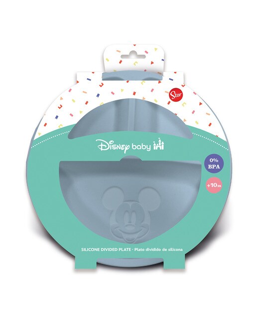 Stor plato dividido silicona mickey mouse Azul-2