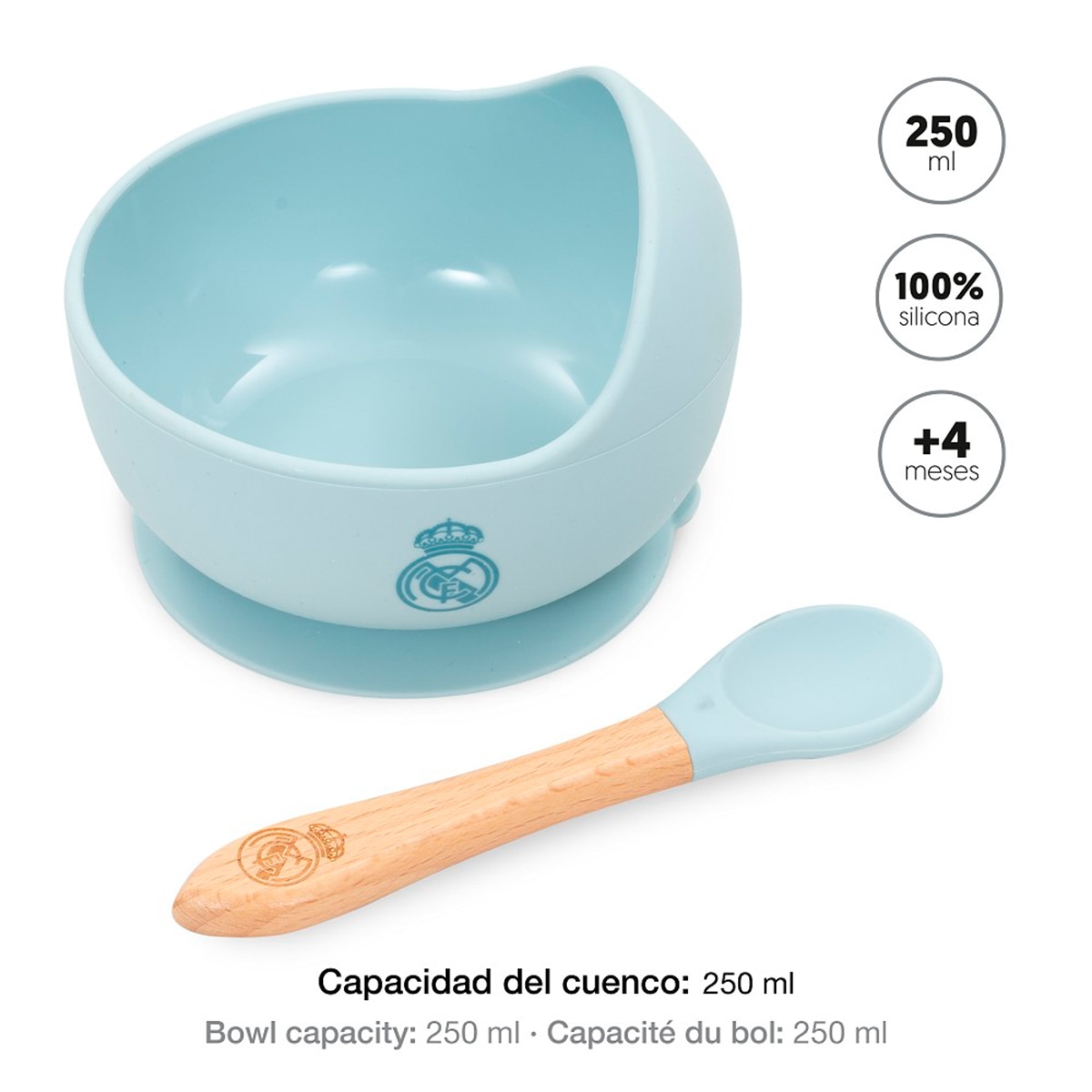 Imagen 0 de Cuenco con ventosa+cuchara de silicona azul