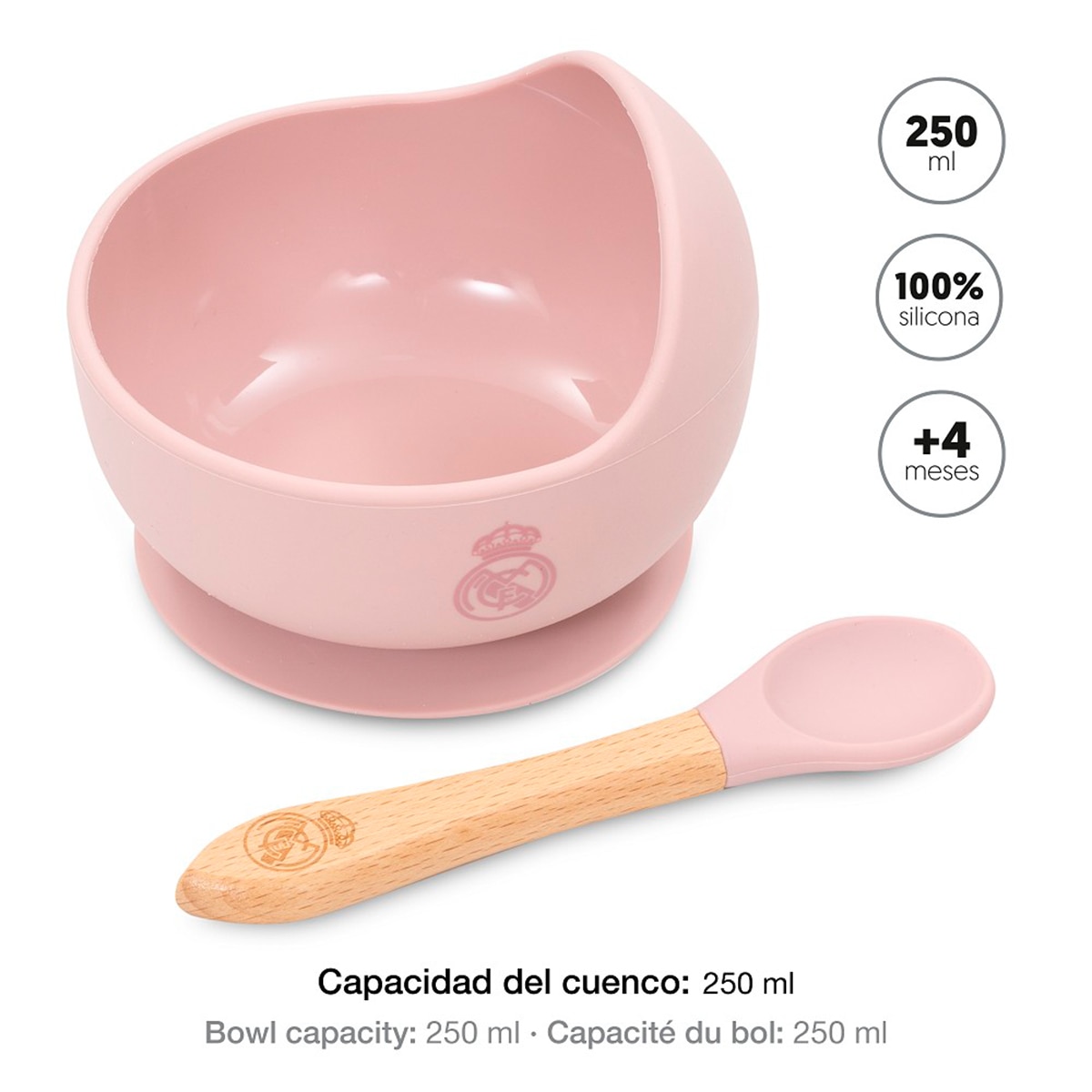 Imagen 0 de Cuenco con ventosa+cuchara de silicona rosa