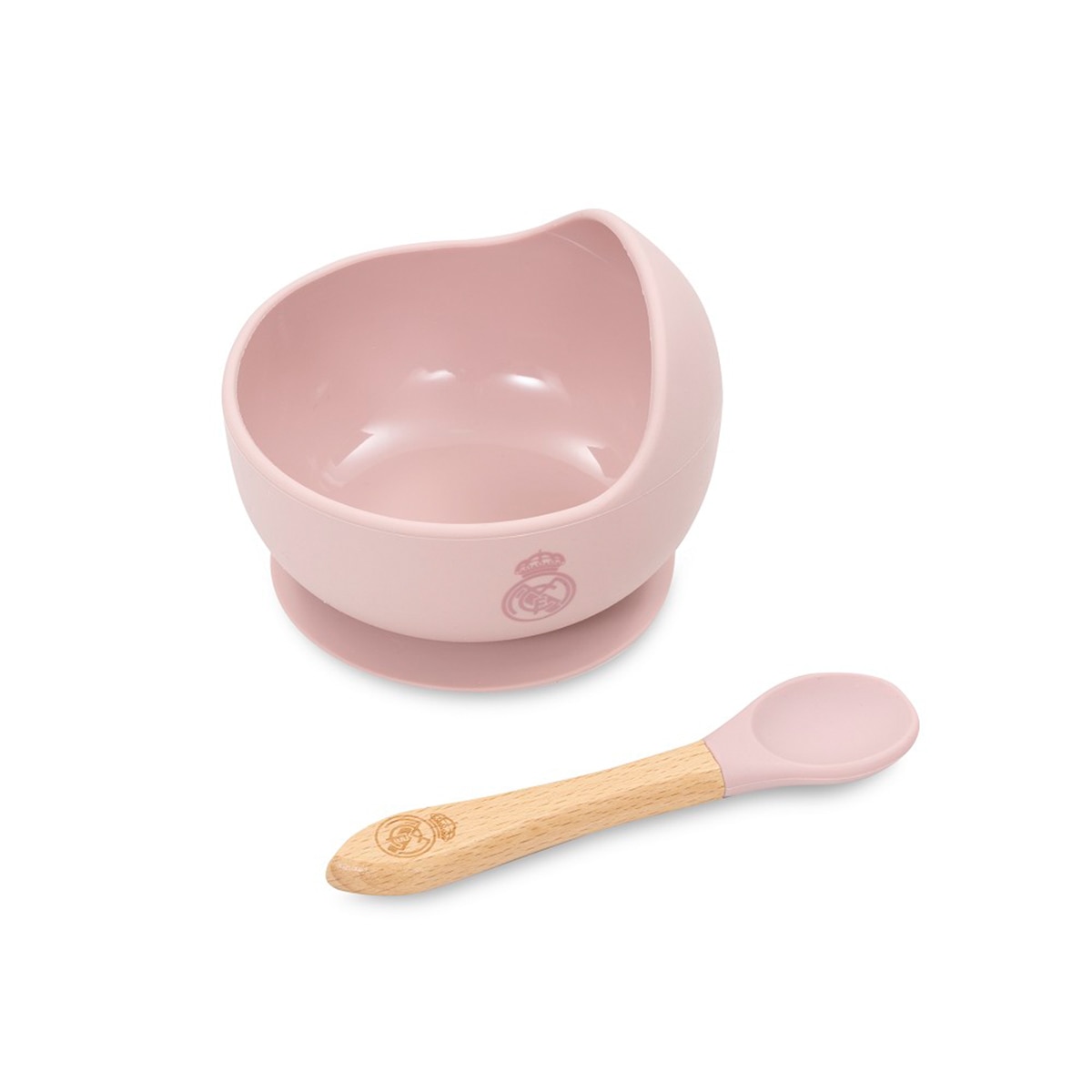 Cuenco con ventosa+cuchara de silicona rosa Rosa-3