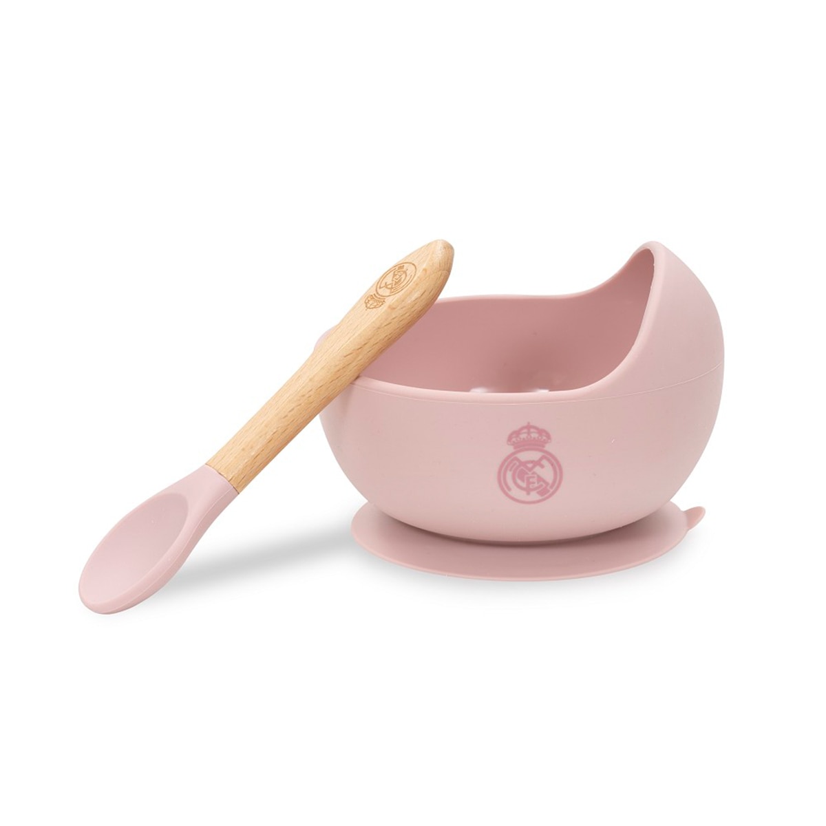 Cuenco con ventosa+cuchara de silicona rosa Rosa-4