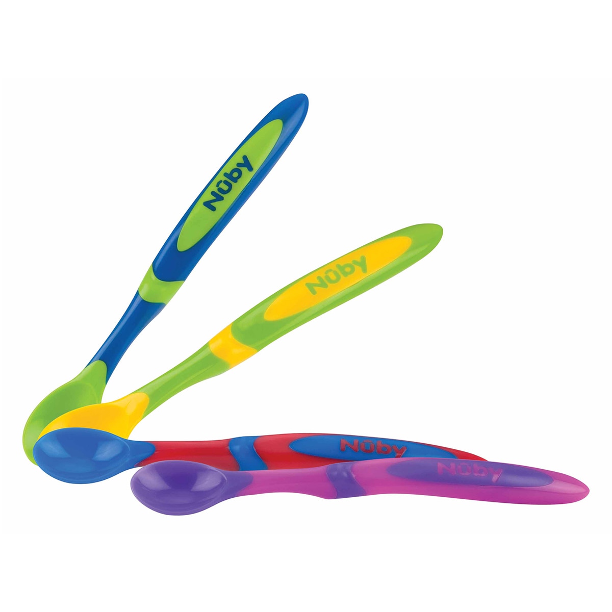 Pack de 4 Cucharas Nuby de mango largo (6 M+) multicolor Multicolor-2