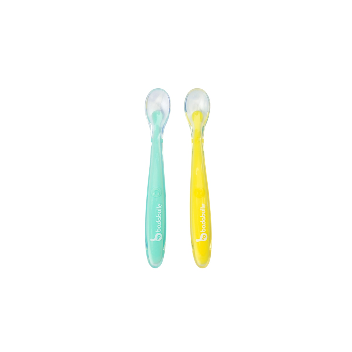 Imagen 0 de Juego de 2 Cucharas de silicona Badabulle azul/verde