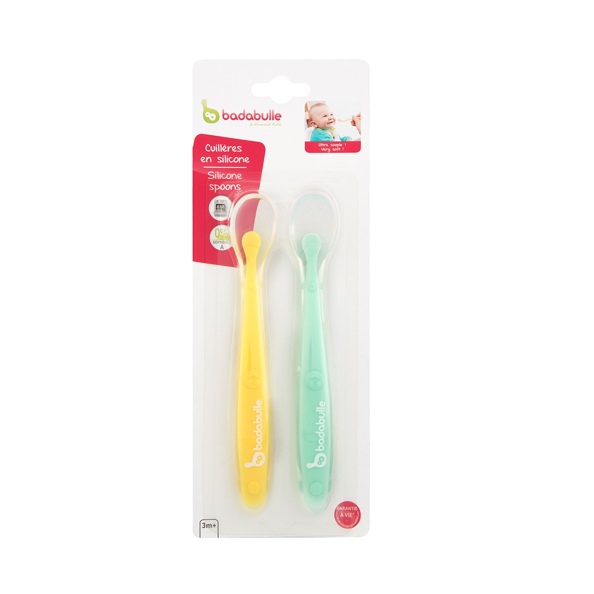 Juego de 2 Cucharas de silicona Badabulle azul/verde Azul / Verde-2