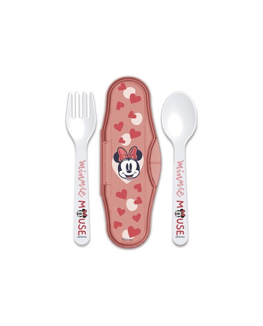 Stor estuche 2 cucharas pp minnie mouse heart full Rosa-1