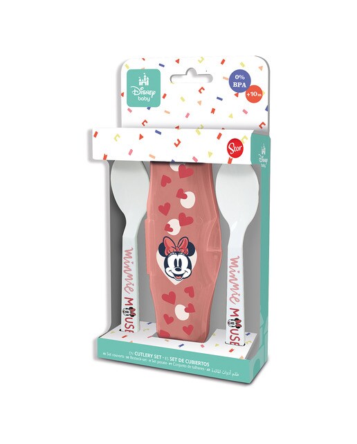 Stor estuche 2 cucharas pp minnie mouse heart full Rosa-2