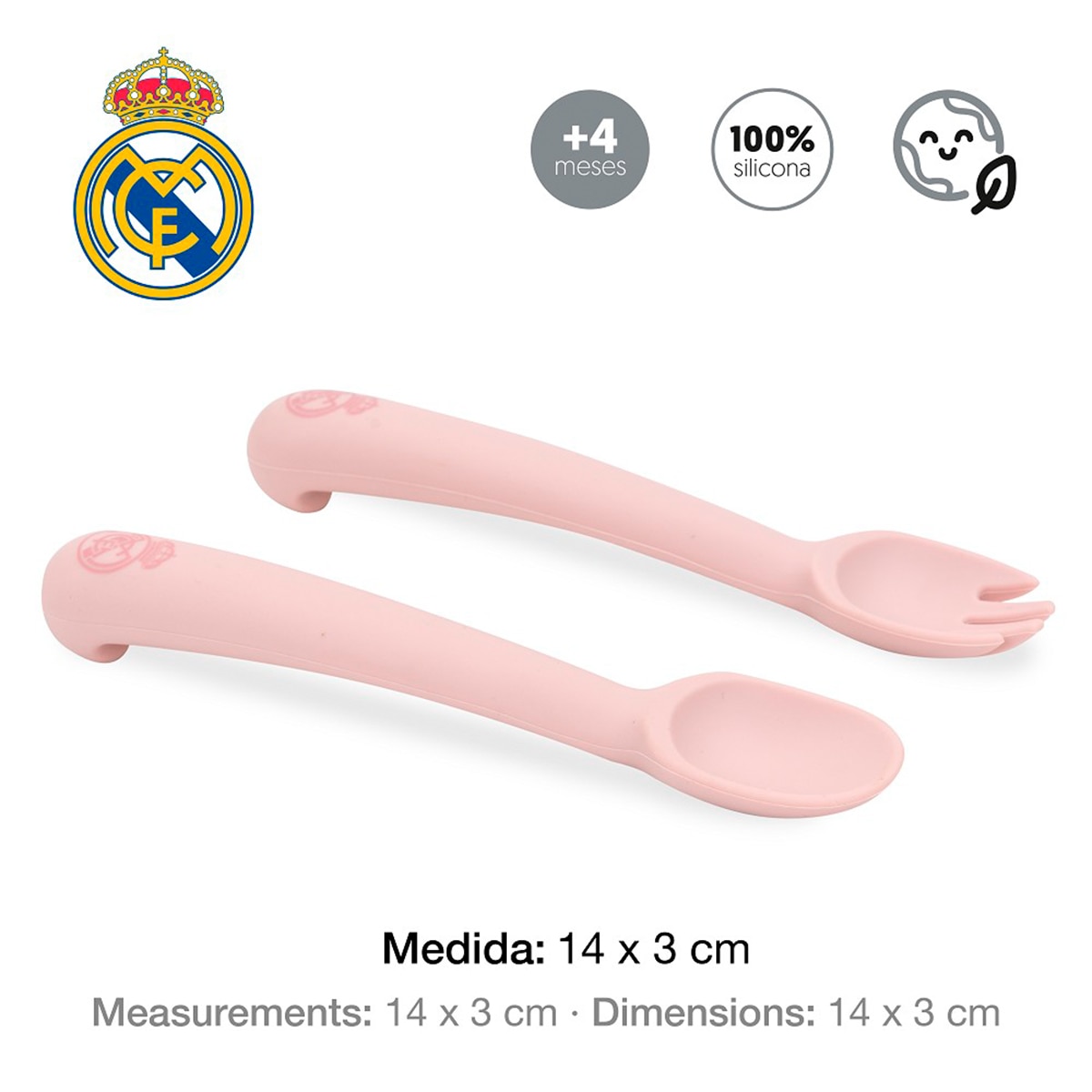 Imagen 0 de Cuchara y tenedor de silicona rosa