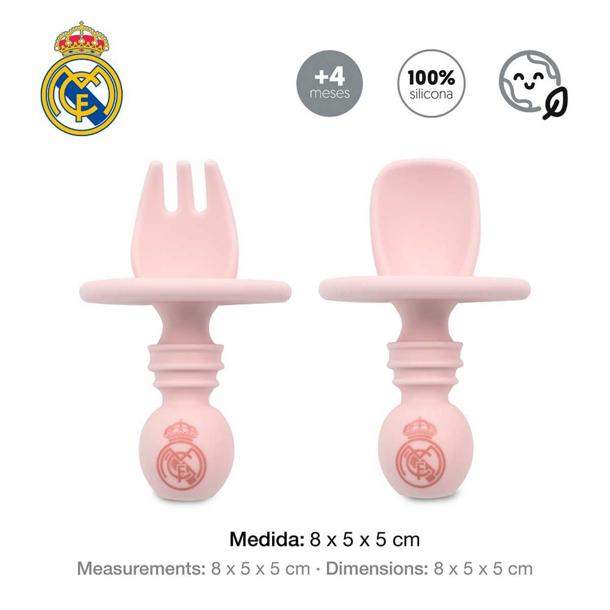 Cubiertos aprendizaje antiahogo de silicona rosa Rosa-3