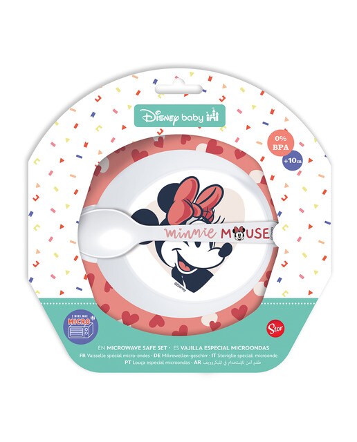 Stor set micro toddler 2 pcs (cuenco y cuchara) minnie mouse heart full Rosa-2